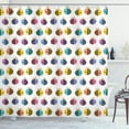 thumbnail image 1 of Bee Shower Curtain, Colorful Doodle Flying Bee Insect Aligned in Horizontal Order on Plain White Background, Fabric Bathroom Set with Hooks, 69W X 70L Inches, Multicolor, by Ambesonne, 1 of 3