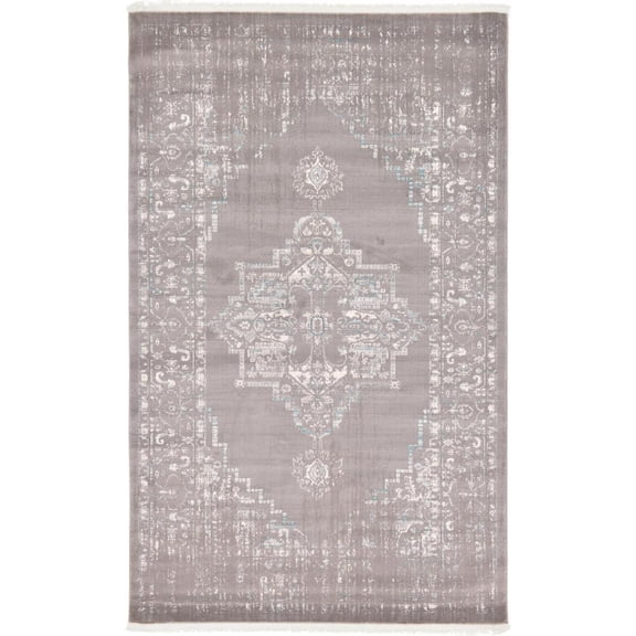 Unique Loom Attiki New Classical Rug, Gray (5' 0 x 8' 0)