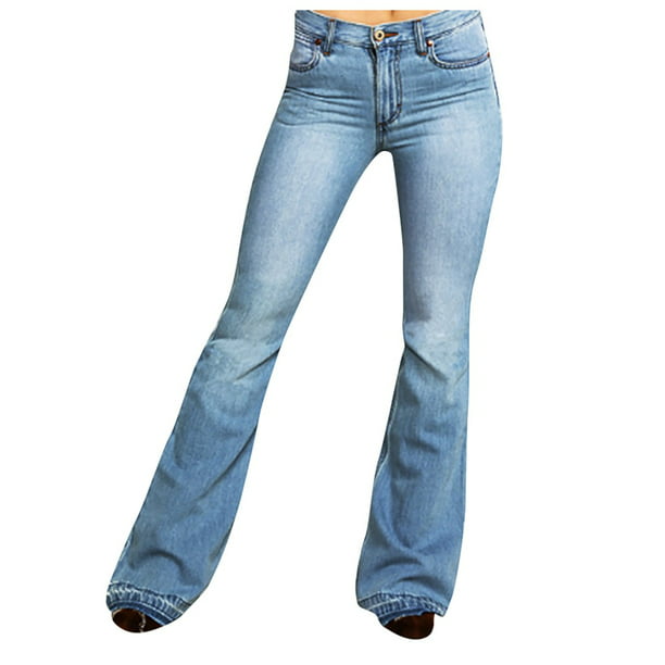 Summer Savings Clearance 2022! Women Flare Jeans Mid Waist Bell Jeans ...