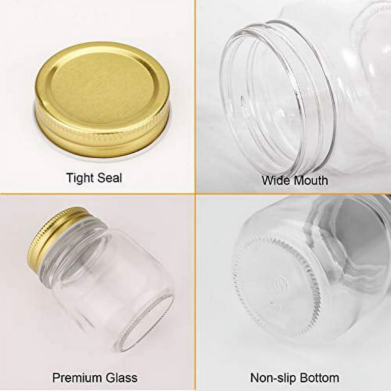 Encheng 4 oz clear glass Jars With Lids(golden),Small Spice Jars