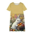 thumbnail image 2 of hengsof Girls Spring Dress, Short Sleeve Spring Easter Round Neck Special Event Dress Sweet and Cute Dress for Kids Ages 4 to 14 Years, 2 of 5