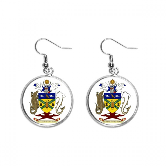 mon Islands Emblème National Boucle d'Oreille Pendante Argentée Bijoux Femme