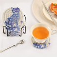 thumbnail image 5 of 6 Coil Coasters 3.94x3.94x0.24 Inch Water Coasters Drink Coasters with Cup Holders Absorbent Coasters Heat Resistant for Bar Protection Blue Beautiful Cat, 5 of 7