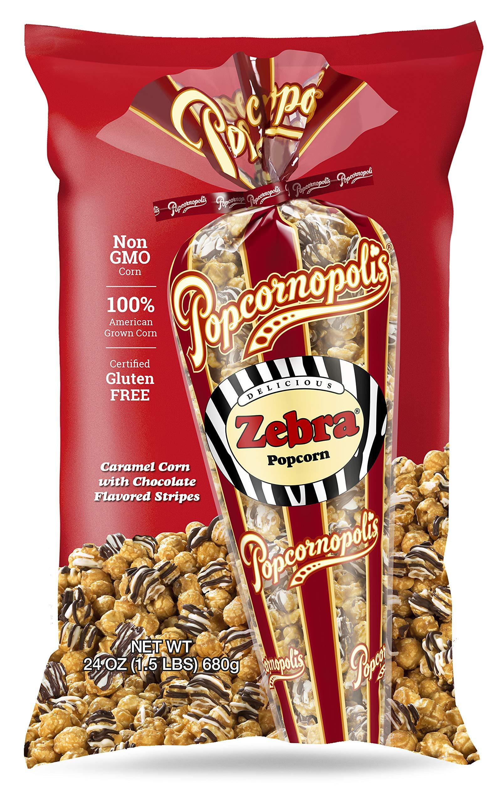Popcornopolis Zebra Popcorn, 24 Oz NEW