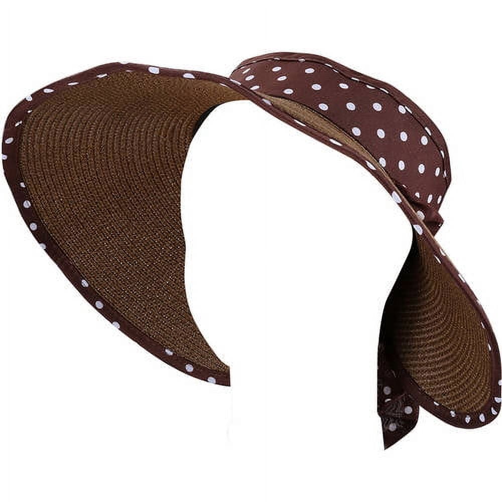 Women's and Girl's Polka Dot Straw Visor Sun Hat