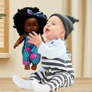 12 Dark Doll, Simulation Doll with Colorful Clothes and Hairband, Washable Realistic Dolls with Curly Hair & Movable Joint, Gift for 3+ Years Old