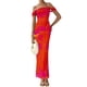 thumbnail image 5 of Vestido PRETTYGARDEN Verano 2025 Naranja con Hombros Descubiertos y Fruncido XXL, 5 of 5