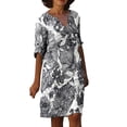 thumbnail image 1 of Robe de Mode pour Femmes Coton Lin Été Rétro Décontracté Pull Imprimé Sexy Manches Courtes Robe, 1 of 4