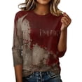 thumbnail image 5 of Halloween Shirts for Women Plus Size Funny 3/4 Sleeve Pullover Horror Halloween Printed T Shirts Spooky Crew Neck Tops Holiday Three Quarter Length Blouses, 2XL, 5 of 7