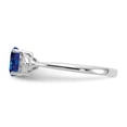 thumbnail image 4 of 14K White Gold Ring Band with Stones (09) September Sapphire Oval Blue Diamond Round, Size 9, 4 of 5