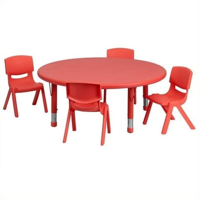 Bowery Hill 5 Pièces 45" Ronde Réglable Ensemble de Table en Rouge