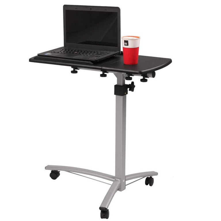 Adjustable Angle Height Rolling Laptop Table/ Black