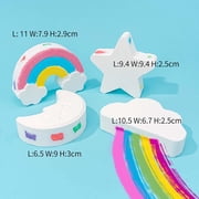 Kieccall 4 Pack Moon Star Bath Bomb Rainbow Bubble Salt Ball For Home Spa Bathroom Relaxation Fragrant Body Cleansing Bath Use Gift