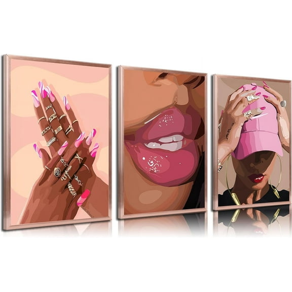 Black Woman Canvas Wall Art Fashion Black Girl Wall Decor Pictures African American DJ Posters Prints Paintings for Home Living Room Bedroom Bathroom Decoration