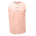 thumbnail image 5 of SGFCWSX Mens Tank Tops Linen Sleeveless Shirts Casual Summer Lightweight Breathable Daily Wear Muscle Tees Pink Size S, 5 of 6