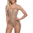 thumbnail image 4 of Lencería sexy de talla grande con tirantes, multicolor, escote en V profundo, transparente, de una pieza en el interior, 4 of 6