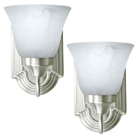 - 2 Pack of Bennington Luna Wall Sconce Light Fixture Single Light Vanity Lights, Brushed Nickel