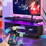 Hommpa TV Stand for TVs up to 65" with LED Lights & Power Outlets Modern Gaming Entertainment Center High Gloss Media Console TV Cabinet Black - Walmart.com