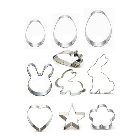 

10PCS Easter Biscuit Mold Rabbit Mold Stainless Steel Mold Egg Biscuit Mold Kitchen Baking Tool