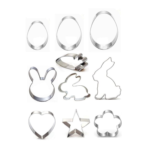 Molde Para Galletas De Pascua, Molde De Conejo, Molde De Acero Inoxidable, Molde Para Galletas Y Huevos, Herramienta Para Hornear En La Cocina 10 Uds. Vogacara HA034602-00