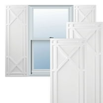 Ekena Millwork 12"W x 60"H True Fit PVC Bungalow Fixed Mount Shutters, White (Per Pair - Hardware Not Included)