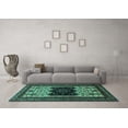 thumbnail image 3 of Ahgly Company Machine Washable Indoor Square Persian Turquoise Blue Traditional Area Rugs, 3' Square, 3 of 4