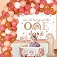 thumbnail image 5 of Boho Rainbow 1st Birthday Decorations for Girl, Isn’t She Lovely Isn't She Onederful Backdrop Cake Topper Apricot Pink Balloon Garland Arch Kit High Chair Banner Photo Banner Number 1 Foil Balloon, 5 of 7
