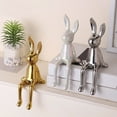 thumbnail image 3 of Easter Ornaments Sitting Bunnies Gold Sitting Bunny for Shelf Crafts Collectible Gold Bunny Figurine Animal Figures Display Figurines Home for Desktop Shelf Living Room(Gold Silver White), 3 of 8