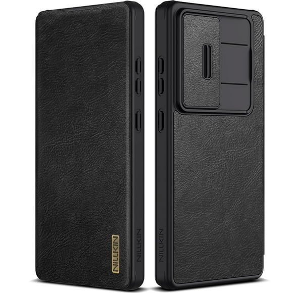 Funda de piel negra Nillkin para Galaxy S25 Ultra de 6.9 pulgadas
