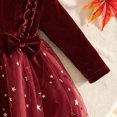 thumbnail image 5 of Baby Girls Long Sleeve Velvet Tulle Dress Set Star Print Skirt Ruffle Bow Detail with Matching Bow Headband, 5 of 6