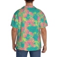 thumbnail image 3 of Fotbe Colorful Palm Leaves Camisa Estampada de Manga Corta para Hombre, Casual de Verano, Estilo Playero, Sin Arrugas-X-Large, 3 of 5