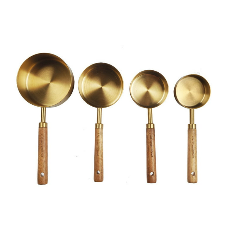 Measuring Cups and Spoons Set with Wooden Handle Stainless Steel Measuring  Measuring Spoon Cup 