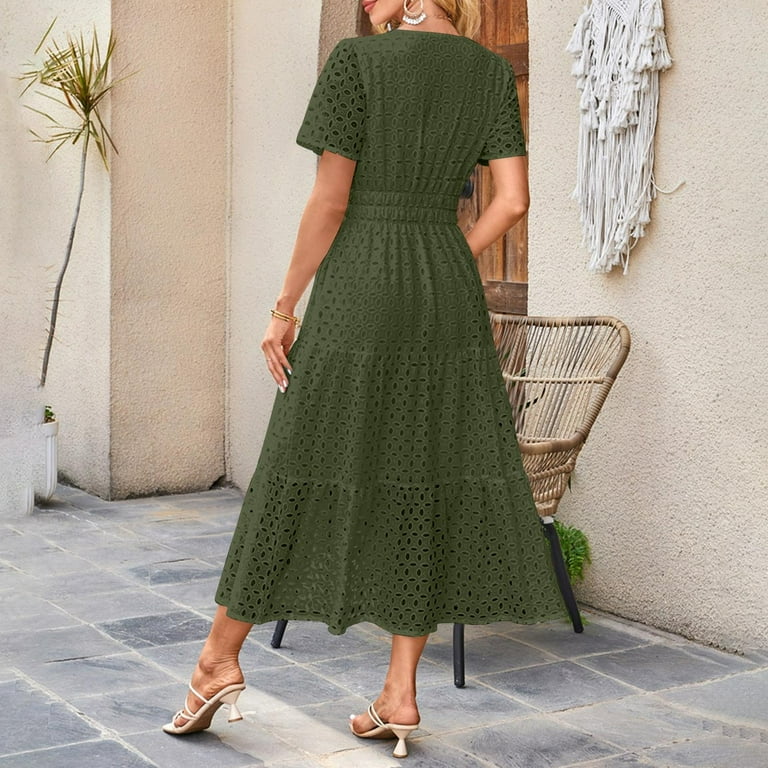 Gathrrgyp Linen Blend Short Sleeve V-Neck Dress-Summer Boho Chic Style,Women's Casual Printed Pleated Elastic Waist Sleeveless V-Neck Dress Army Green Gathrrgyp Linen Blend Short Sleeve V-Neck Dress-Summer Boho Chic Style,Women's Casual Printed Pleated Elastic Waist Sleeveless V-Neck Dress Army Green