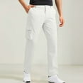 thumbnail image 2 of Mens Work Dress Pants Slim Fit Stretch Golf Cargo Pants Quick Dry Casual Comfy Trousers with Pockets Fall Winter (M, White), 2 of 7