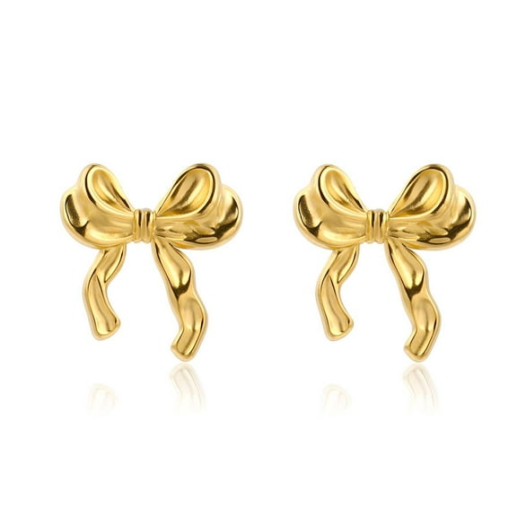 DESIGNICE Earrings for Women Trendy,Fashionable Bow Design Bow Earrings,Stainless Steel Material Gold Earrings for Women Trendy,Gold