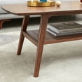 thumbnail image 5 of Solid Oak Wood Coffee Table with Lower Shelf, Modern Farmhouse Center Table for Living Room, Rustic Two-Tier Storage Table, 5 of 7