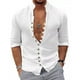 thumbnail image 4 of Camisa De Cuello Mao De Color Sólido De Lino Para Hombre, 4 of 8