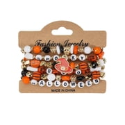 AYktou Halloween Bracelets for Women, Layered Beads Bracelets Sets Various Hallowmas Classic Patterns Ghost Araneid Pumpkin, Stackable Stretch Accessories Jewelry Friendship Holiday Party Gifts
