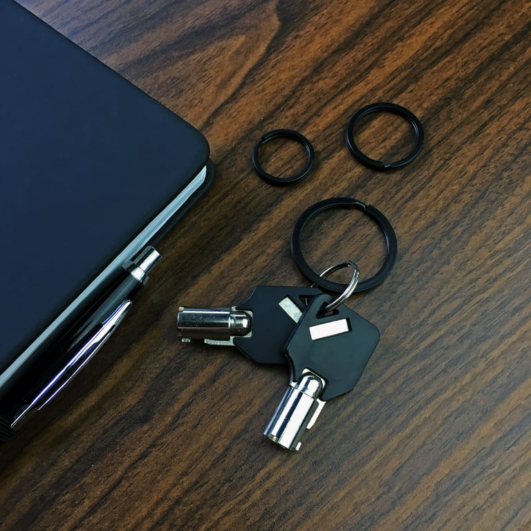 12pcs Flat Key Rings Key Chain Metal Split Ring (Round 1 inch Diameter),  for Home Car Keys Organization, Lead Free Electroplated Black 
