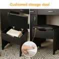 thumbnail image 5 of VEANERWOOD Vanity Desk Set with 3 Color Lighted Mirror, Makeup Table with Comfortable Cushioned Stool, Dressing Table Set with 3 Storage Compartments & Large Drawers, Black, 5 of 11