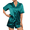 Blue Green, variant on Ekouaer Womens Silk Satin Pajamas Set Short Sleeve Sleepwear Button Down Top and Shorts Loungewear 2 Piece Pjs Set