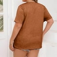 thumbnail image 5 of Ayolanni Short Sleeve Women's Tops Cotton Brown Plus Size Pleated Solid Crew Neck T-Shirts Teens Shirts 5x, 5 of 5