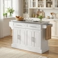 thumbnail image 2 of HOMCOM Rolling Kitchen Island Cart with Cabinets and Drawers, White, 2 of 8