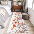thumbnail image 4 of 2'x6' Rug Runners for Hallways Kitchen, Orange Spring Floral Non Slip Entryway Beside Floor Carpet Runner, Watercolor Summer Botanical Washable Laundry Room Bedroom Throw Rugs Mat for Family Pet, 4 of 8