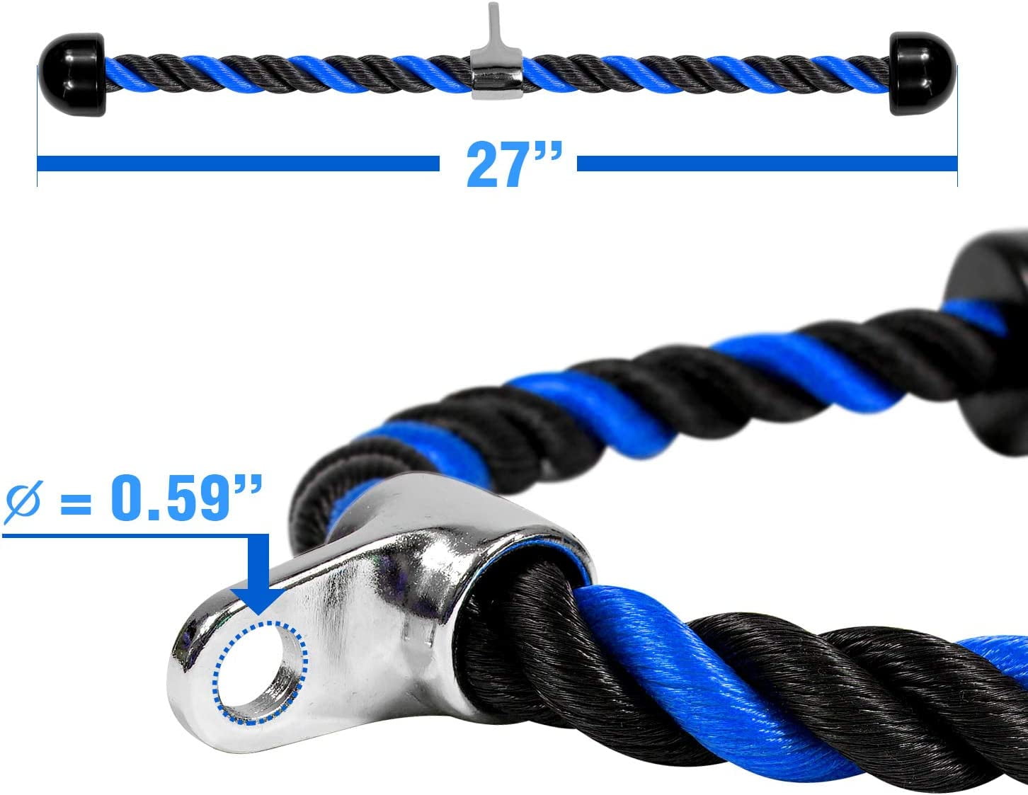 Yes4All Deluxe Tricep Pull Down Rope Attachment 36inch/91cm Black