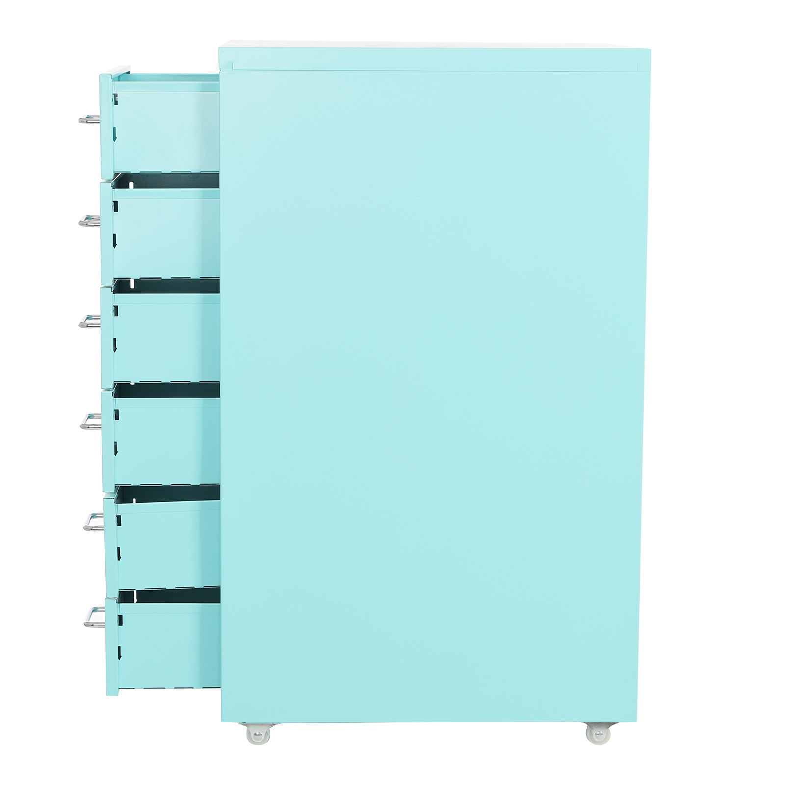 1 PCS  Rectangular Filing Cabinet with Wheels 6 Tiers Vertical File Cabinet, Drawer Type Blue Color Metal File Cabinet with Lock, used in Home, Office, Store, Shop