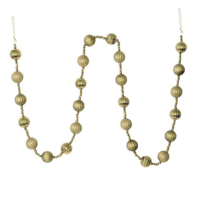 Vickerman M183538 6 ft. Champagne Stripe Ball Garland