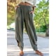 thumbnail image 4 of Pantalones bombachos de retazos para mujer, ropa de estar por casa de cintura elástica lisa con bolsillo, holgados, a la moda, ropa de calle de verano, envío directo, 4 of 4