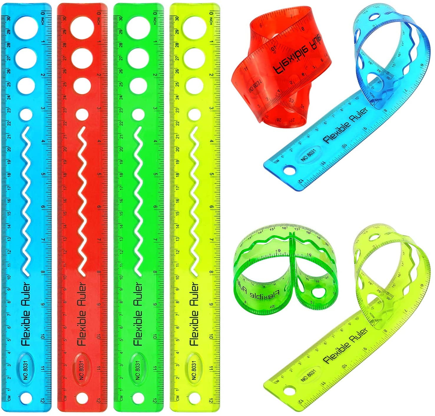 4 PCS Flexible Ruler, Bendable Ruler Soft Ruler for Kids, Colorful Bendy  Plastic Ruler 6.9 and 12.7 Inches Soft Ruler for Drawing Measuring Tools  for