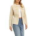 thumbnail image 4 of INSPIRE CHIC Linen Utility Jacket for Women Button Down Drawstring Waist Lapel Lightweight Spring Jackets XS Khaki, 4 of 6